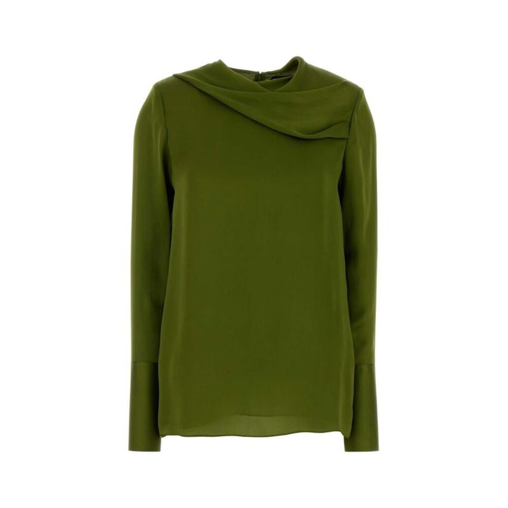 Tom Ford Women Green Satin Blouse